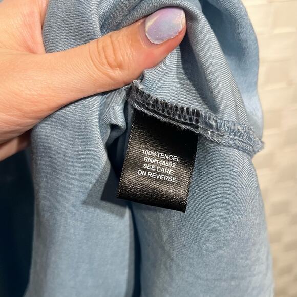 Torrid Flutter Blouse Denim Medium Wash Women’s Size 3X Feminine Summer Girly - Picture 7 of 10